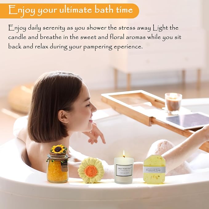 Gifts for Women, Sending Sunflower Baskets for Mom, 10 Pcs Spa Sets for Women, Birthday Gift Sets, Gifts for her, Unique Holiday Gift Basket for Mom, Coworkers, Teacher, Nurse, Wife, Girlfriend