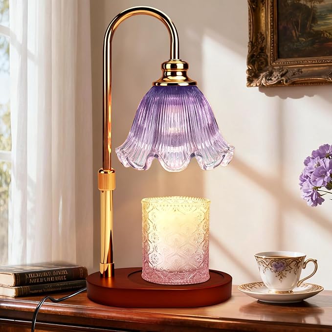 Adjustable Candle Warmer Lamp with Timer: Wax Warmer for Scented Wax Gifts for Women - Birthday Gifts for Women fits All Candle Jar, House Warming Gifts New Home Decor (Purple)
