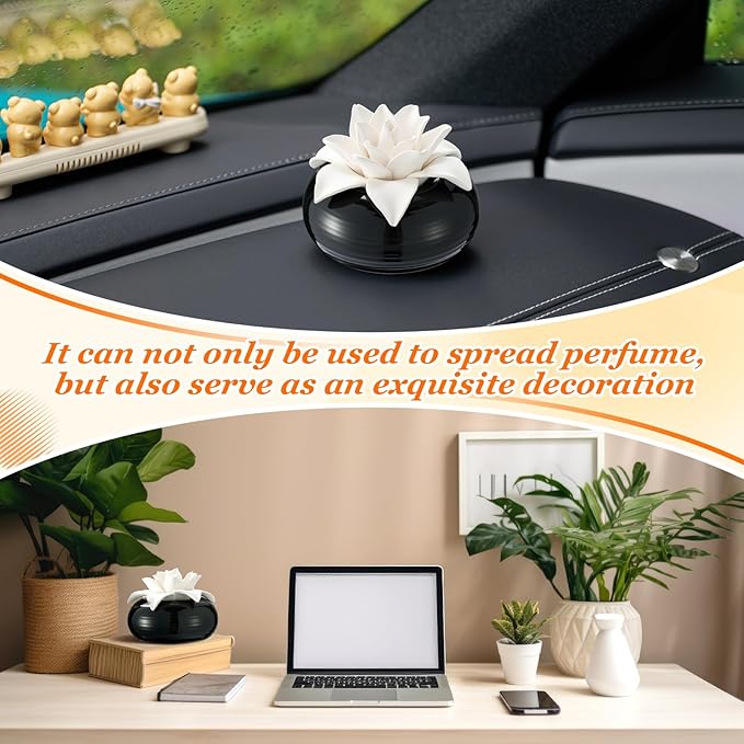 Honeydak 1 Pcs Flower Passive Essential Oil Diffuser Stone White Ceramic Porcelain Floral Diffuser with Container Non Electric Handmade Decorative Tabletops Home Decoration Christmas (Magnolia)