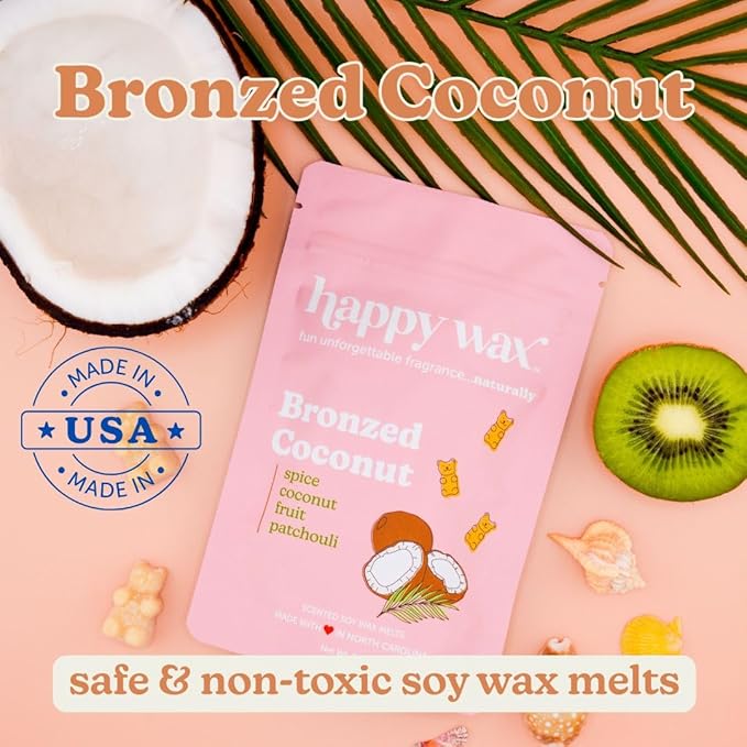 Happy Wax Vacation Mix Premium Scented Natural, Non Toxic Soy Wax Melts – 6 Total Oz. of Scented Wax Melts. Includes: Watermelon Mojito, Poolside and Bronzed Coconut