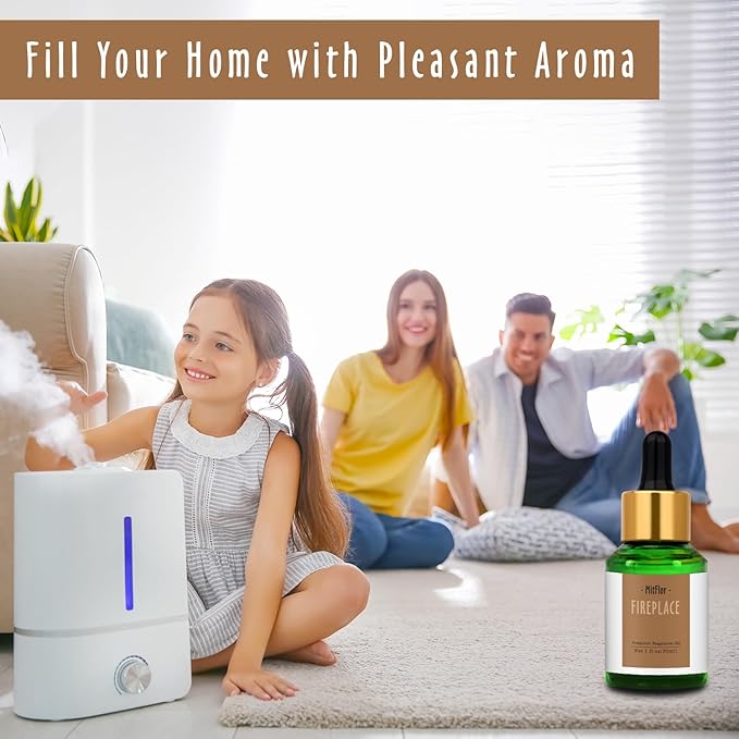 Fireplace Fragrance Oils, MitFlor 30ml Scented Essential Oil for Diffuser, Premium Fragrance Oil for Candle & Soap Making, Winter Aromatherapy Diffuser Oil, Warm & Woody Scent for Home Fragrance