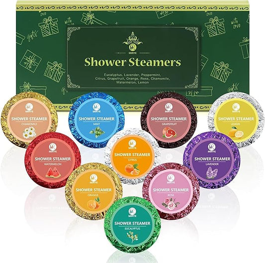 Shower Steamers Aromatherapy, Birthday Gifts for Women Men, 10 Different Shower Bombs with Fruity Floral Fragrances, Self Care Spa Gifts Mother's Day Gifts, Home Spa Essentials