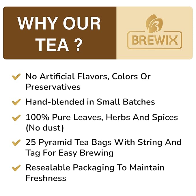 BREWIX, Vanilla Caramel Dessert Tea (25 Pyramid Black Tea Bags) | Naturally Flavored, Caffeinated & Sugar-Free | A Cozy & Indulgent Brew for Anytime Cravings