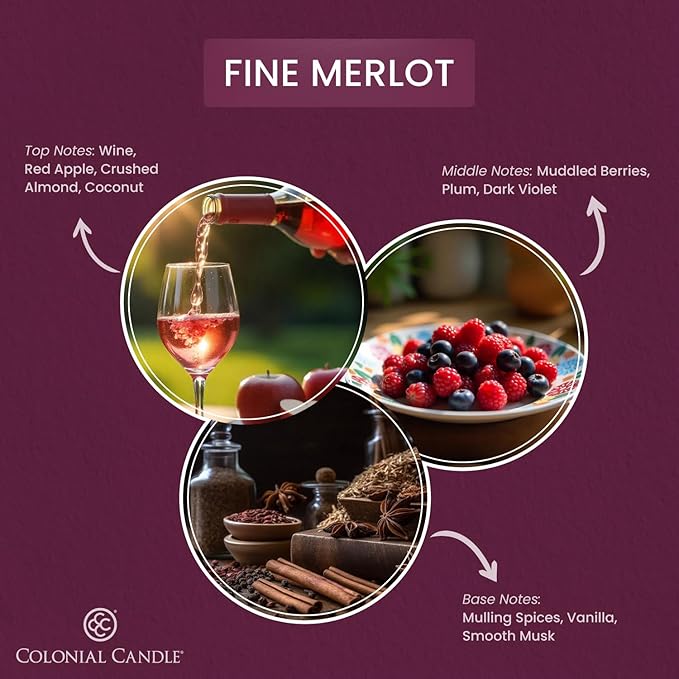 Colonial Candle Fine Merlot Wax Melts, Wax Melt Warmer Cubes, Long Lasting Scented Wax Warmer Cubes, 4 Pack, 6 Cubes Each - Made in The USA