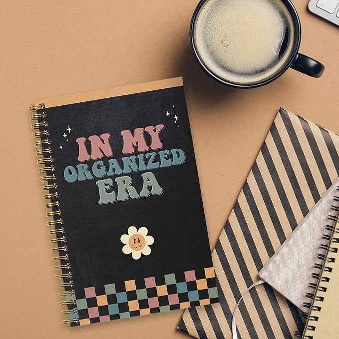 in My Organized Era Planner / 5.5" x 8.5" Rainbow Checkered Spiral Notebook / 120 Daily Planner Pages/Durable Twin Loop Gloss Laminated Cover/Gold Wire-o Spiral/Made in The USA