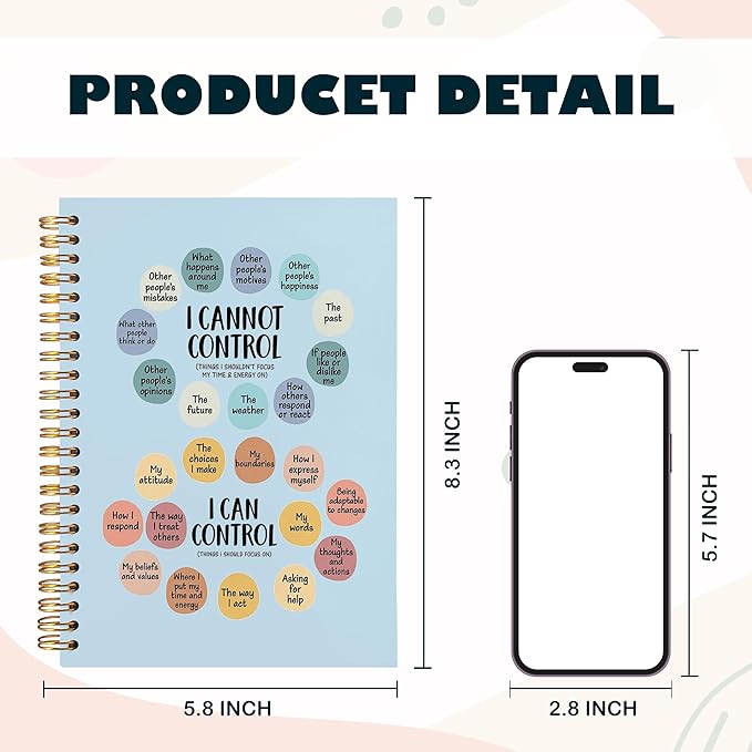 BearCake Notebook Journal, Blue Floral Notebook for Women,Journal for Women, Aesthetic Office Supplies Hardcover Spiral Notebook 5.5x8.3 642