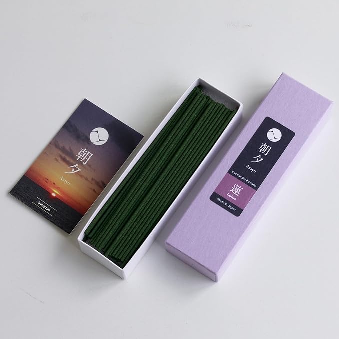 Asayu Japanese Low Smoke Incense Sticks Lotus Scent 20g (0.71 oz), Made in Japan Quality Incense for Morning Meditation, Yoga, Relaxation