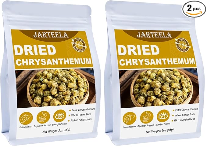 Jarteela - Premium Dried Chrysanthemum Flower Loose Leaf - 3oz/85g - Chinese Natural Chrysanthemum Tea Tai Ju - Non-GMO - Caffeine-free (Pack of 2)
