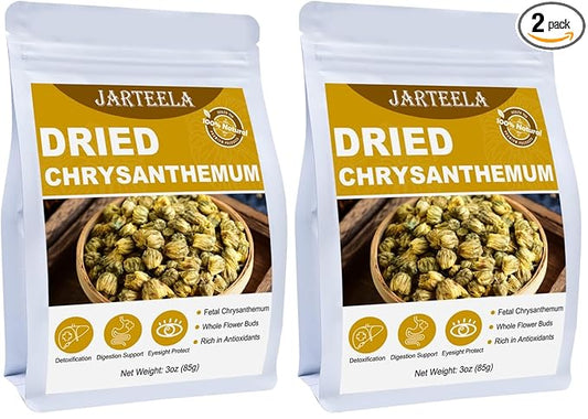 Jarteela - Premium Dried Chrysanthemum Flower Loose Leaf - 3oz/85g - Chinese Natural Chrysanthemum Tea Tai Ju - Non-GMO - Caffeine-free (Pack of 2)