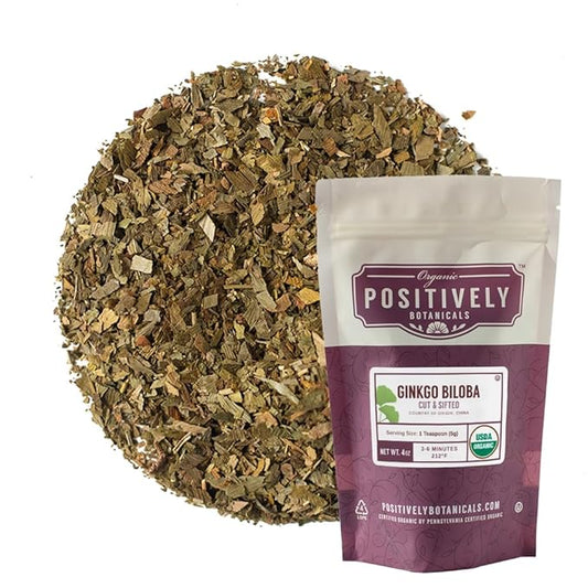 Organic Positively Botanicals Company, Ginkgo Biloba, Herbal Tea Loose Leaf Botanical, 4 Ounce