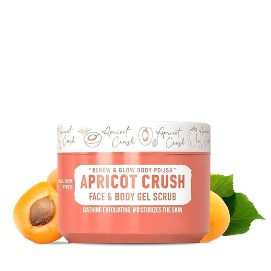 Immortal NYC Apricot Crush Face & Body Scrub Mask Gel- Moisturizing and Exfoliating Body, Face, Hand, Foot Scrub - Fights Acne, Fine Lines & Wrinkles, Great Gifts For Women & Men - 10 oz