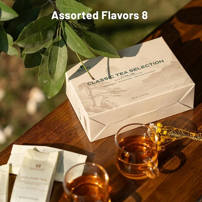iTeaworld 8 Flavors Sampler Set, Up to 112 cups, High to Low Caffeine, Whole leaves, Loose Leaf Classic Chinese tea, Including Oolong and Black Teas, 16 Sample Bags with 20 Empty Tea Bag, 2.1OZ