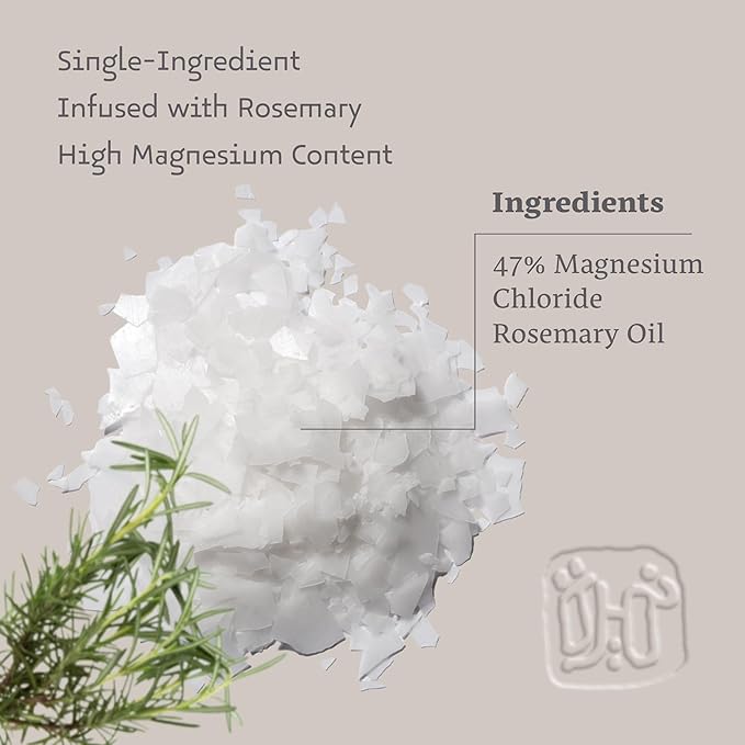 Dead Sea Magnesium Flake Bath Soak for Relief and Relaxtion - 100% Pure Magnesium Chloride Flakes w/Rosemary Infused Essential Oil (2.2 lb Bulk)