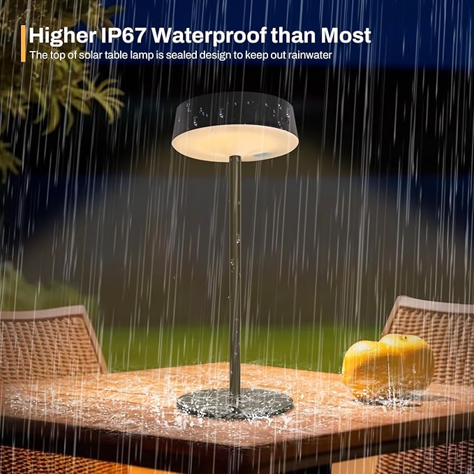 Lacasa Cordless Solar Table Lamps Rechargeable, 2 Pack Touch Dimmable Battery Operated Table Lamp, 200LM 3 Modes LED Desk Lamp IP67 Waterproof Portable Lamp Table Night Light for Indoor and Outdoor