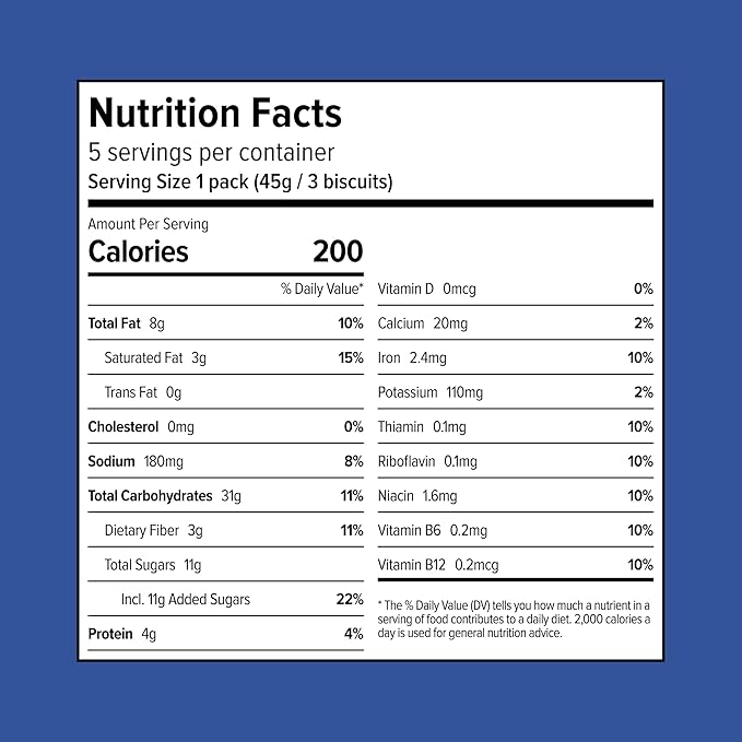 Sweet Loren's Vegan Breakfast Biscuits | Blueberry | 4g Protein, 19g Whole Grains | Plant Based, Gluten Free, Dairy Free, Nut Free Snacks | Grab & Go 8 Pack (24 Total Biscuits, 1.6 ounce each)