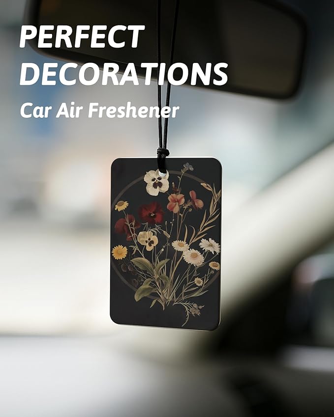 Vintage Floral Butterfly Car Air Freshener 4 Pcs, Dark Cottagecore Botanical Plant Hanging Air Freshener for Cars Closet Drawer Books, Gothic Flower Car Accessories Mirror Decor for Women