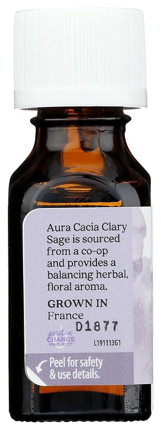 Aura Cacia 100% Pure Clary Sage Essential Oil | GC/MS Tested for Purity | 15 ml (0.5 fl. oz.) | Salvia sclarea