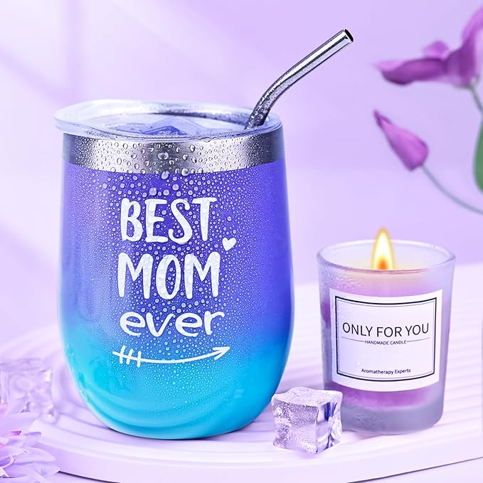 Birthday Gifts for Mom, Christmas Thanksgiving Day Basket for Moms from Daughter Son, Lavender Relaxation Spa Gift Basket Sets with Purple Blanket, Best Mom Ever Blanket Presents 50"x60" Purple