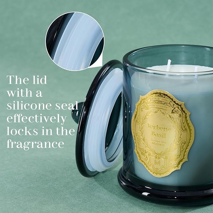 M&SENSE Verbena Basil Candles for Home Scented, 2 Wick 12.7oz Soy Wax Candles Non Toxic,70 Hours Long Burning,Luxury Candles Gift for Stress Relief, Meditation, Yoga