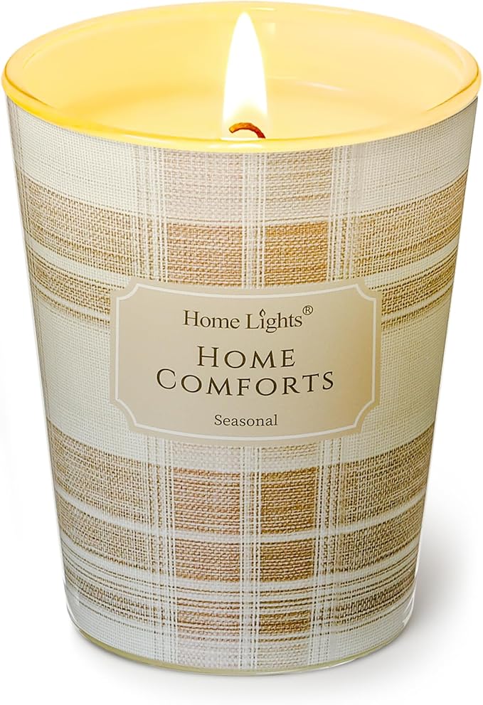 HomeLights Home Comforts Scented Candles | 6.7oz Soy Candles Rustic Modern Large Candle Jars | Ideal Candle Gifts for Events, Home Decor Stress, Relief & Relaxation