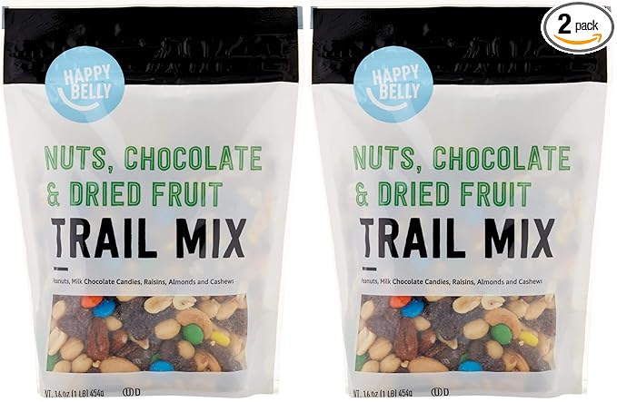 Amazon Brand - Happy Belly Nuts, Chocolate & Dried Fruit, Trail Mix, 16 Ounce (Pack of 2)