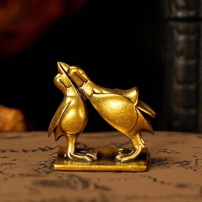 CHOVY Kiss of Balance Brass Sculpture - 100% Solid Brass Twin Birds Yin Yang Statue, Parallel Beaks Harmony Art for Couples, Meditation & Zen Decor, Unique Gift for Soulmates & Spiritual Seekers