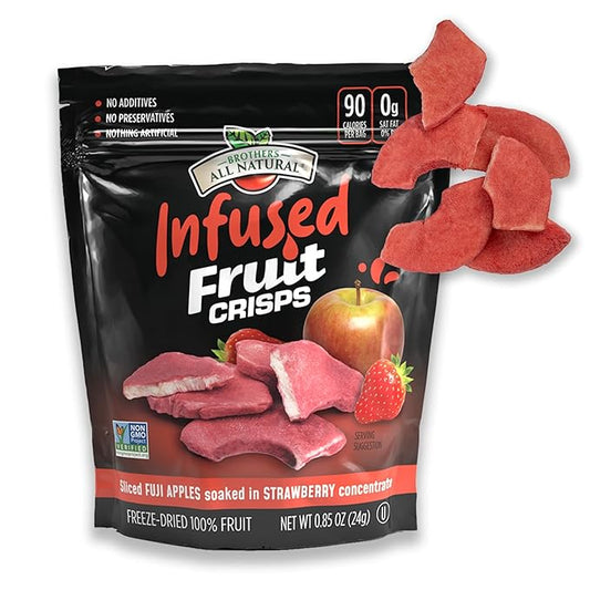 Brothers All Natural Infused Freeze Dried Fruit Crisps, Fuji Apple Infused with Strawberry, 0.85 Oz (Pack of 8), Made with 100% Fruit, Gluten Free, Soy Free, Vegan, Heathy Snack, Resealable Pouch