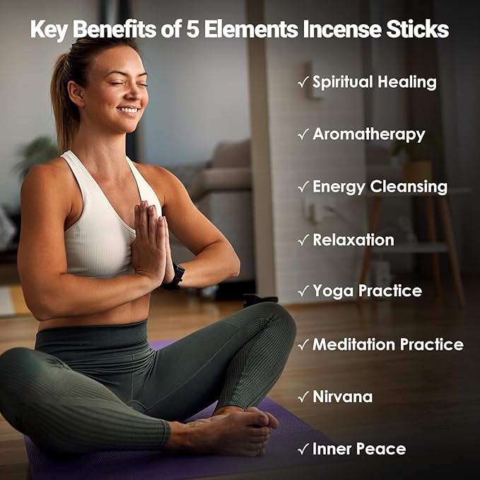 Simply Vedic Premium Incense Sticks Set of 5 Elements Earth, Water, Air, Fire, Space 2 Celestial Bodies Sun & Moon| 140 Natural Agarbatti with Burner| for Home Pooja, Meditation, Yoga, Aromatherapy