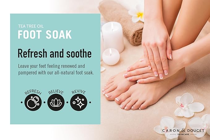 CARON & DOUCET Tea Tree Oil Foot Soak with Epsom Salt and Dead Sea Salt - Natural - Soothes Sore & Tired Feet, Helps Reduce Foot Odor Scent, Softens Calluses - 1lb