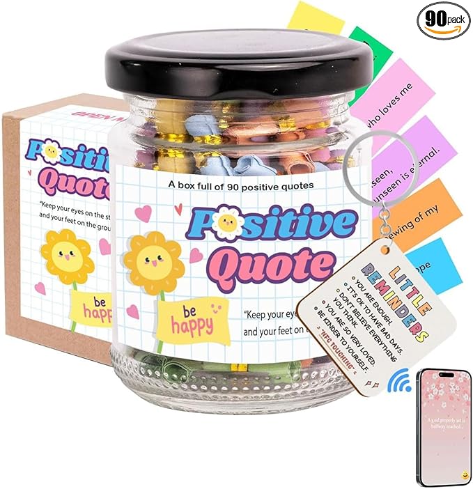 Positive Messages with NFC Keychain, Unique for Women, Affirmation Cards, Positive Affirmations Cards, Birthday Gifts for Teen, Self Care, Motivational Gifts, Affirmation Cards for Teens