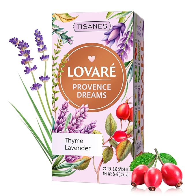 LOVARE Provence Dreams Herbal & Fruit Tea – Elegant Blend with Flowers & Berries – Caffeine-Free, Aromatic & Flavorful – 24 Tea Bags (1.5g Each) (PROVENCE DREAMS)
