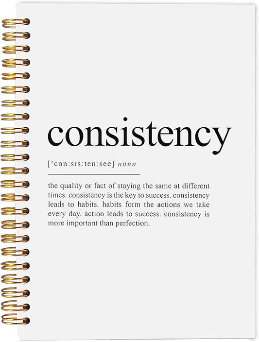 Consistency Definition Inspirational Notebook, Motivational Journal for Work, Inspirational Gifts for Coworkers Women Men, Inspiring Spiral Notebooks 5.5x8.3 Inch