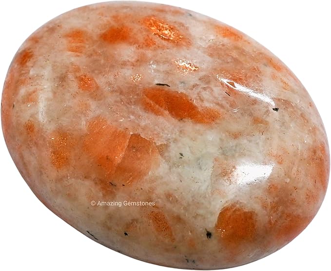 Amazing Gemstone Sunstone Crystals and Healing Stones - Large Palm Stone Crystals Piedra - Crystal for Good Luck, Positive Energy, Meditation - Unique Stocking Stuffers and Birthday Gifts for Women