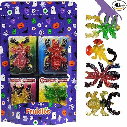 Fruidles Halloween Large Creepy Gummy Candy, Soft Chewy Gummy Candies, 4 Gummies per Pack (48-Gummies)