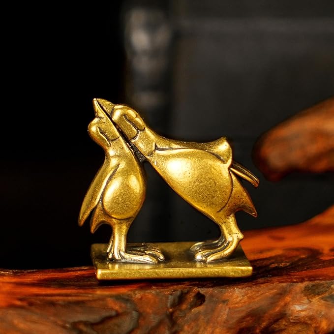 CHOVY Kiss of Balance Brass Sculpture - 100% Solid Brass Twin Birds Yin Yang Statue, Parallel Beaks Harmony Art for Couples, Meditation & Zen Decor, Unique Gift for Soulmates & Spiritual Seekers