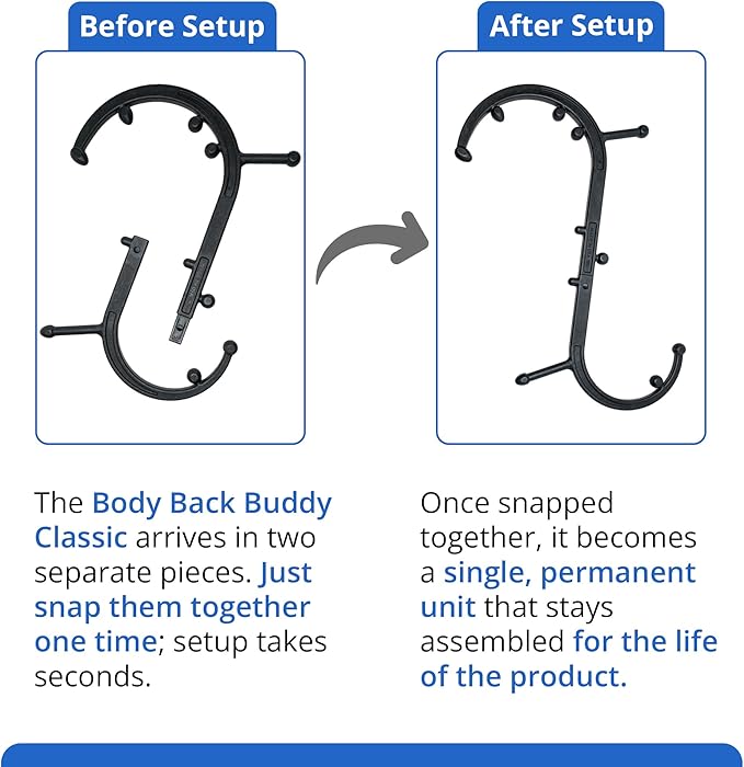 Body Back Buddy Classic USA Made Handheld Massage Cane - Full Body Trigger Point Tool for Deep Tissue Pain Relief - Dual Hooks for Back, Shoulder, Neck - (2.0 Black)