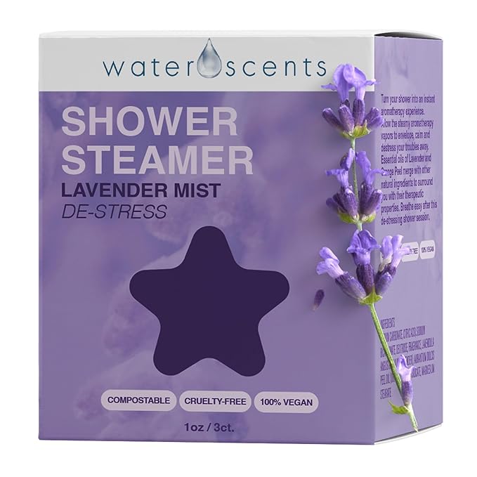 Shower Steamer Mist– Aromatherapy Flower Fizzy with Lavender & Orange Essential Oils – Natural Self Care, Vegan, Travel Essentials, Stress Relief | 1-Pack
