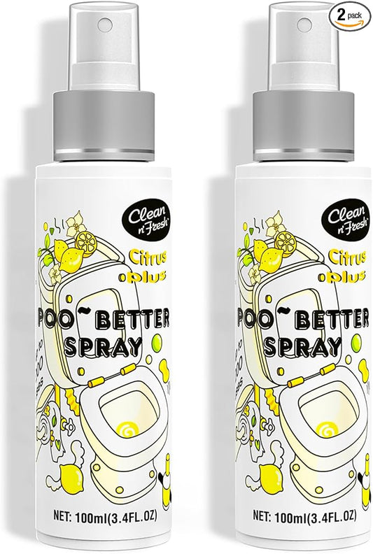Clean-n-Fresh Toilet Spray, 6.8 Fl.oz Poo Spray | Up to 400+ Uses, 100% Natural Plant Essential Oil Citrus Scent, Bathroom Deodorizer