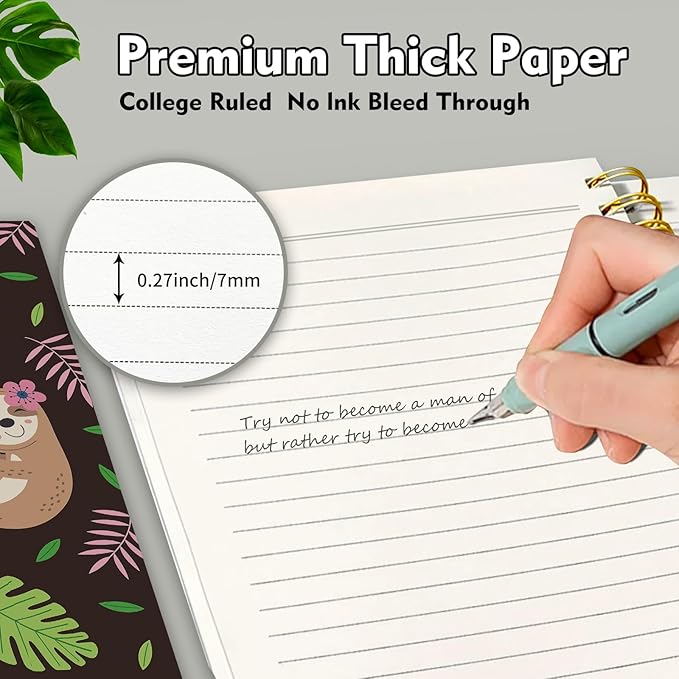 Cute Spiral Notebook, Journal for Women, Hardcover Spiral Journal, 5.5 x 8.3 Inches, 120 Pages,100gsm Paper, for Gifts Nurse Teacher Women Office Supplies(Cute Sloth)