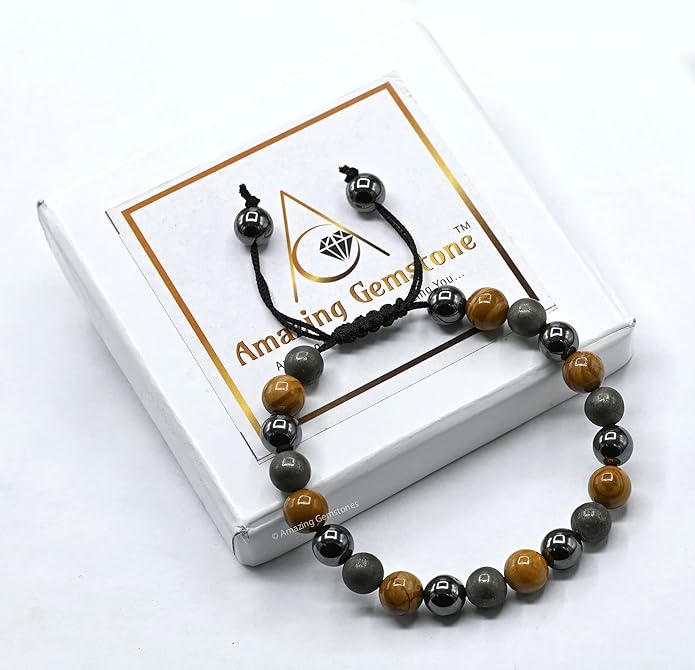 Natural Healing Crystal Bracelet for Women - Mens Bracelet Energy Balancing Gemstones Set - Adjustable Stone Bead Bracelet for Men and Women - Chakra Crystal Therapy Accessory, Meditation