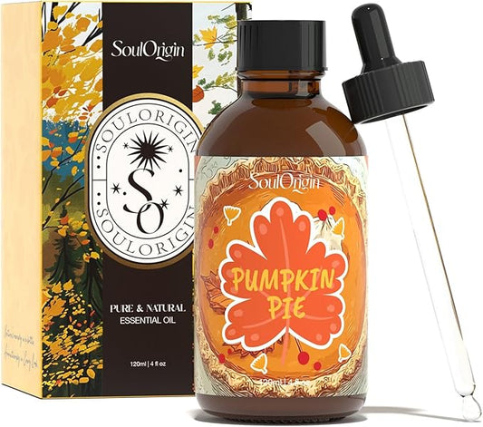 Pumpkin Pie Essential Oil 120ml (4 Fl Oz), Cozy Fall Fragrance Oils for Aromatherapy Essential Oil Diffuser, Natural Autumn Scented Oils for Candle Making, Gifts for Women