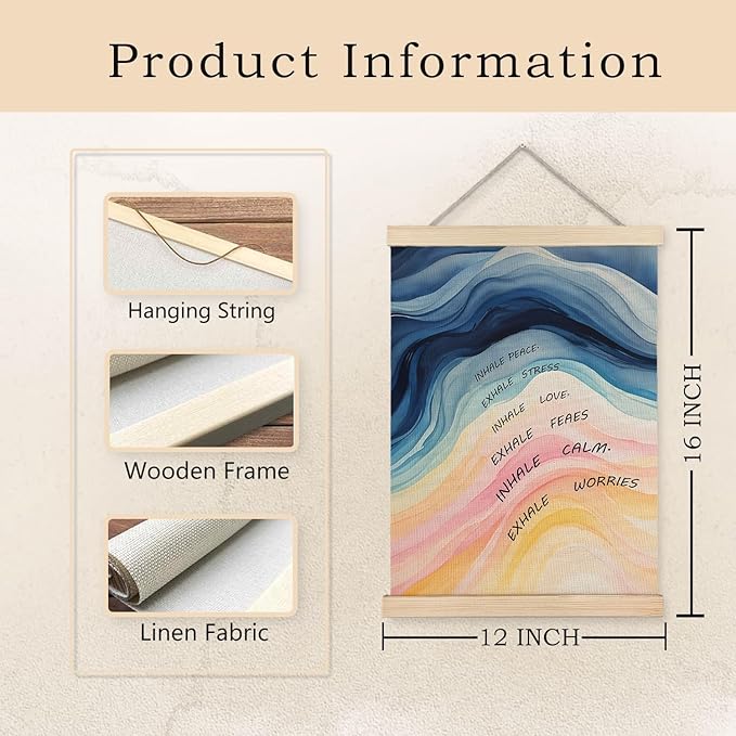 Exqcom Inhale Exhale Mental Health Wall Decor, Mental Health Wall Art Poster, Therapy Office Decor, Inspirational Posters for Classroom School Counselor Counseling Therapy Office, 12x16 Inches