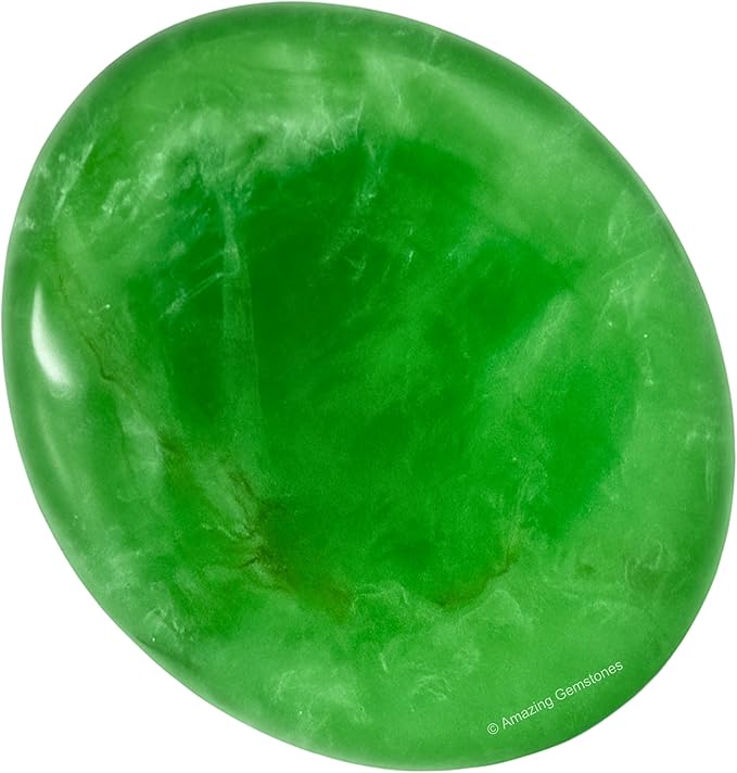 Amazing Gemstone Green Fluorite Crystals and Healing Stones - Large Palm Stone Crystals Piedra - Crystal for Good Luck, Balanced Positive Energy, Meditation - Unique Stocking Stuffers Gifts for Women