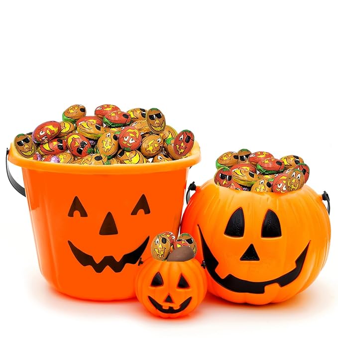 Fruidles Halloween Trick-Or-Treat Party Bag Fillers Pumpkin Pals, Individually Wrapped in Multi-color Pumpkin Face Design Foils, Kosher Certified, Box - Bulk (5 Pounds)