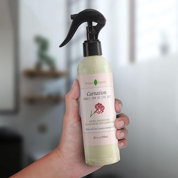 Carnation Linen & Room Spray, Natural Aromatic Bathroom Spray Made with Pure Essential Oils, Refreshing Home Fragrance