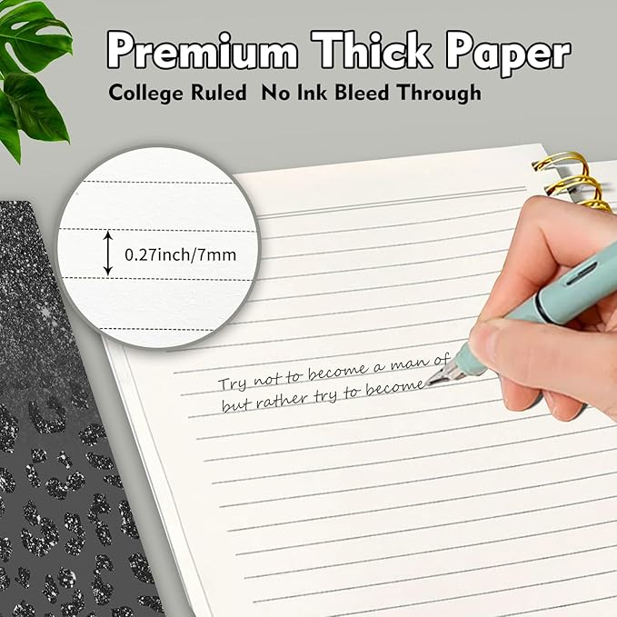 Cute Spiral Notebook, Journal for Women, Hardcover Spiral Journal, 5.5 x 8.3 Inches, 120 Pages,100gsm Paper, for Gifts Nurse Teacher Women Office Supplies(Black Leopard)