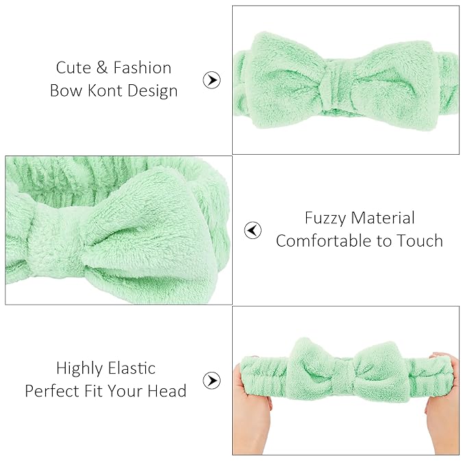 8 Pack Spa Headband for Washing Face Stocking Stuffers Skincare Headbands Bulk for Women Girls Soft Coral Fleece Hairband Cute Bow Headbands for Washing Face Makeup