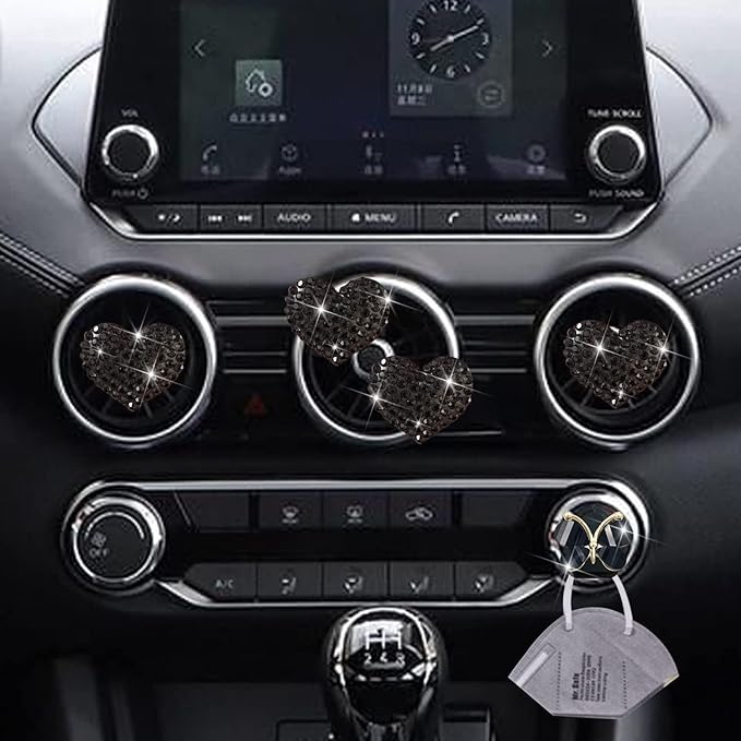1Pc Black Heart Air Vent Clips, Car Air Fresheners Vents Clips Car Diffuser Diamond Car Interior Decor Charm Cute Car Accessories Interior Accessories, Auto Decoration