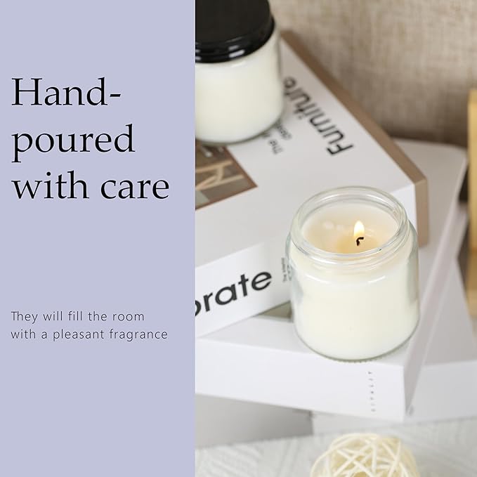 24 Pcs 4 Oz Mason Jar Candles, Lavender Scented Soy Candles Bulk Set for Stress Relief and Relaxation, Great Favors for Wedding, Christmas, Housewarming Gifts (Black-Lavender, 24)