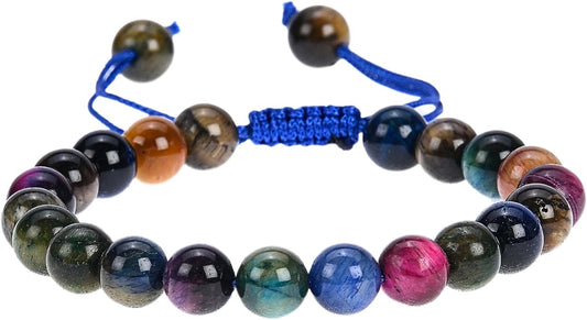 Energy Protection Crystal Handmade Adjustable Bead Bracelet Perfect for Men, Women’s Gift - Gemstone Healing Stretch Bracelet Pulsera Para Hombre Mujer Stocking Stuffer